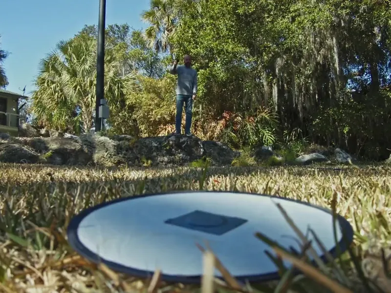 A MagBite target disc on the lawn